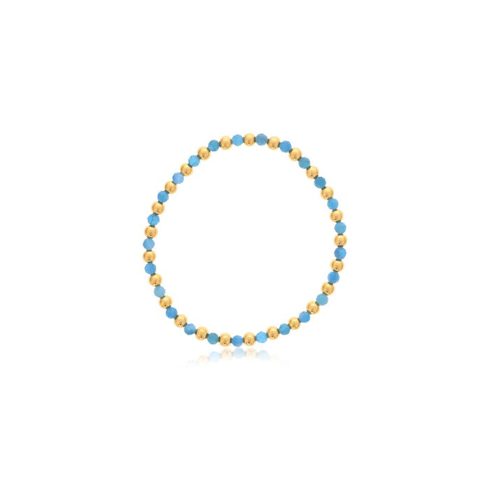 4mm Apatite with Alternating Gold Filled Beads Bracelet 7''