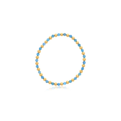 4mm Apatite with Alternating Gold Filled Beads Bracelet 7''