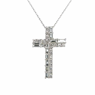 Hidden Bail Cross Pendant | 14k White