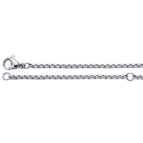White Stainless Steel 2Mm Rounded Box Chain 18"+2" Extender