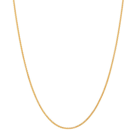 Yellow 14 Karat 1Mm Solid Spiga Wheat Chain Length 18