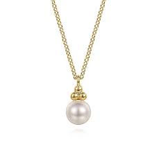 Beaded Drop Pearl Necklace | 14k Yellow