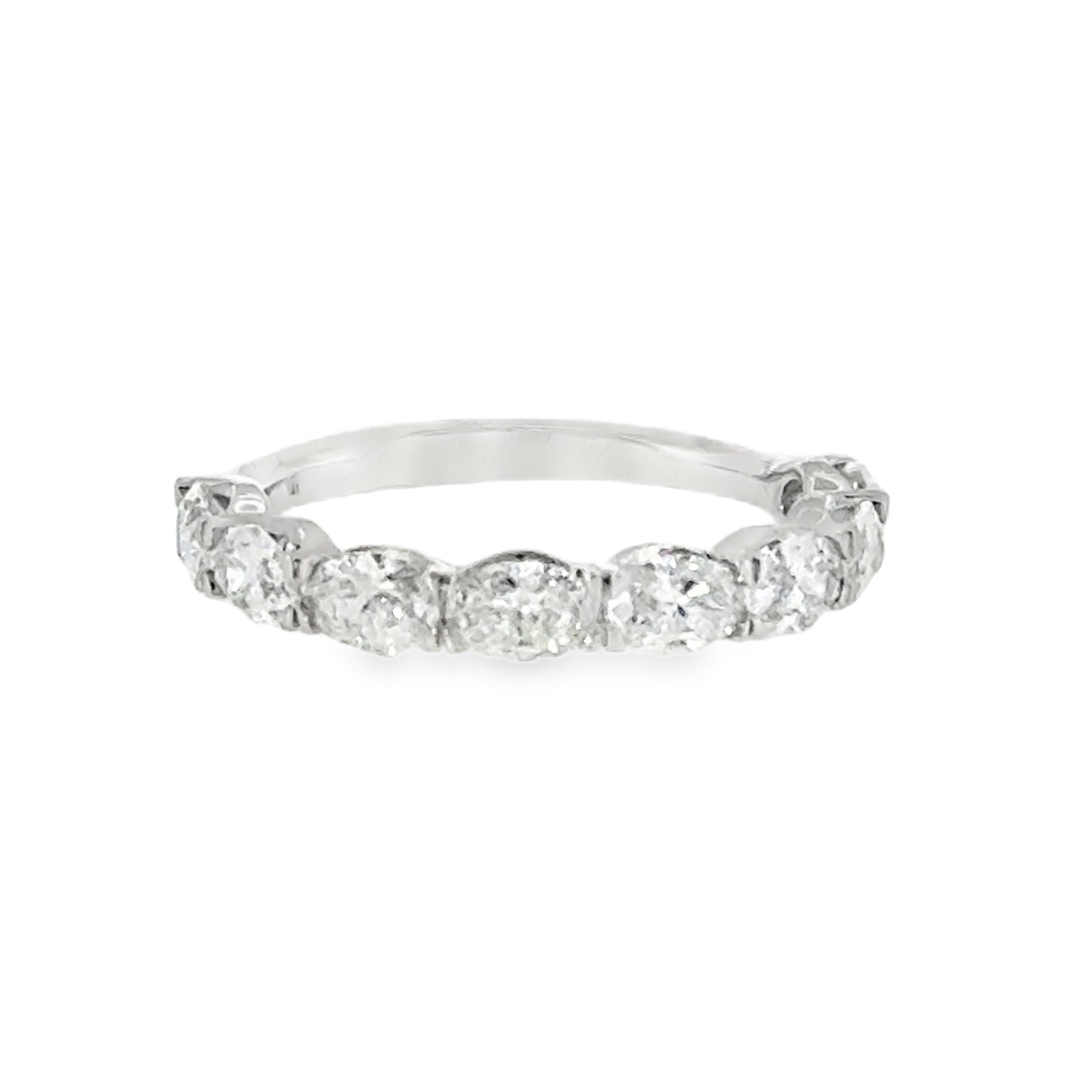 14 Karat White Gold East to West Anniversary Ring with 1.50ctw Oval Cut Lab Created Diamonds
