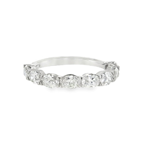 14 Karat White Gold East to West Anniversary Ring with 1.50ctw Oval Cut Lab Created Diamonds