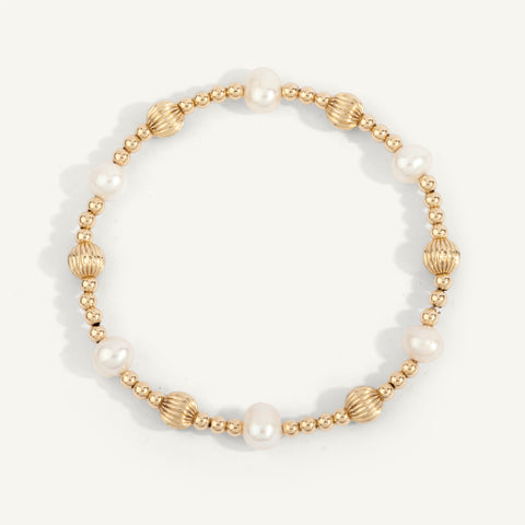 3mm Gold Filled Beads with 6mm Gold Filled Twist Beads and 6mm Pearls 7''