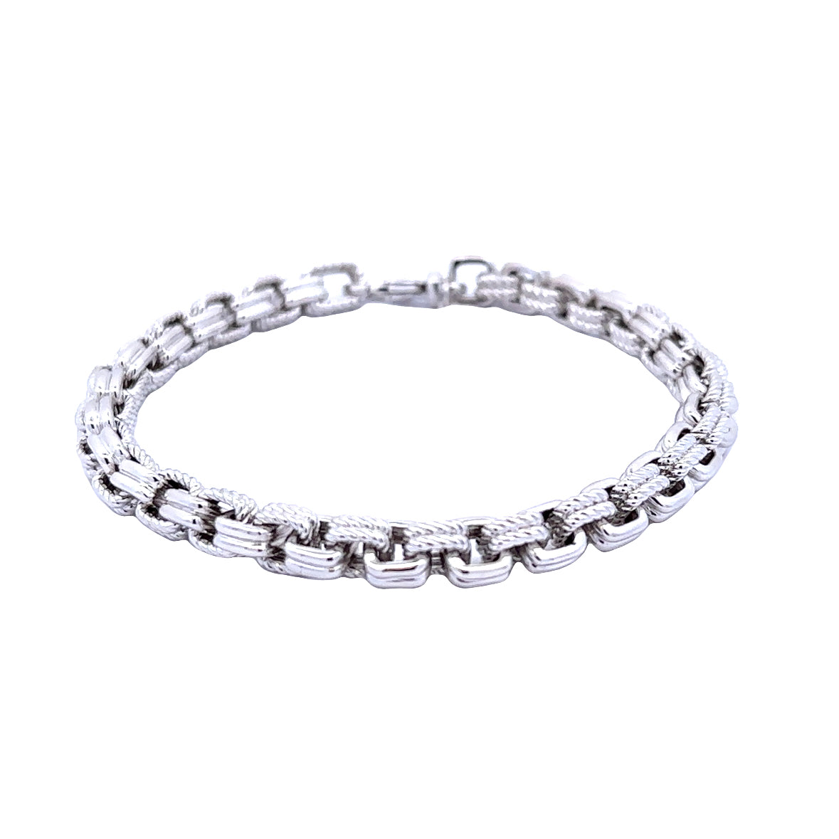 White Sterling Silver Hampton Collection Link Bracelet Length 8