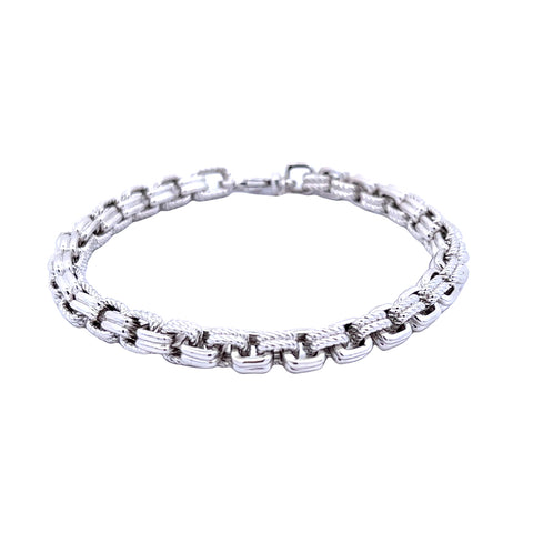 White Sterling Silver Hampton Collection Link Bracelet Length 8