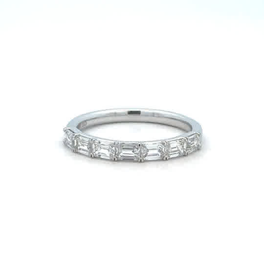 Lady's White 14 Karat East To West Fashion Lab Created Ring With 7 1.T