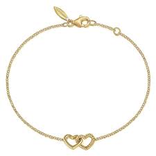 14ky Entwined Hearts Chain Bracelet