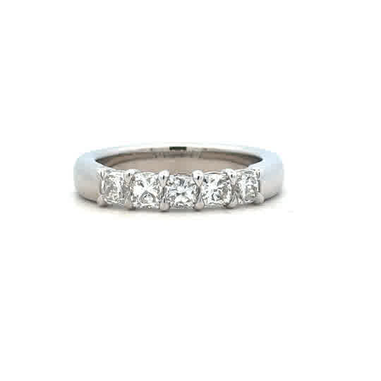 Five Stone Buttercup Band Anniversary Ring | 14k White