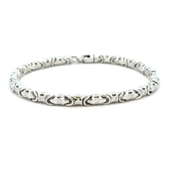18kw Round Inlay Link Bracelet with 2.80ctw Round Diamonds, 8.5''