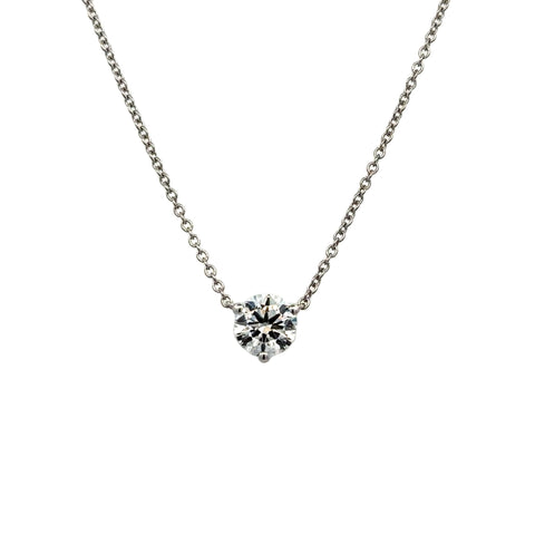 Prong Stationary Necklace | 14k White (1.04ct Round)