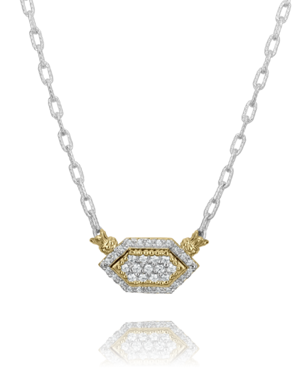 Horizontal Pavé Necklace | 14k Yellow/White Sterling Silver