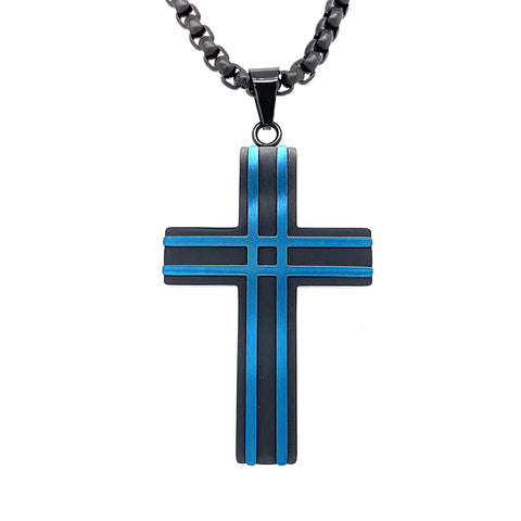 Black/Blue Stainless Steel All Matte Finished Black And Blue Plated La
