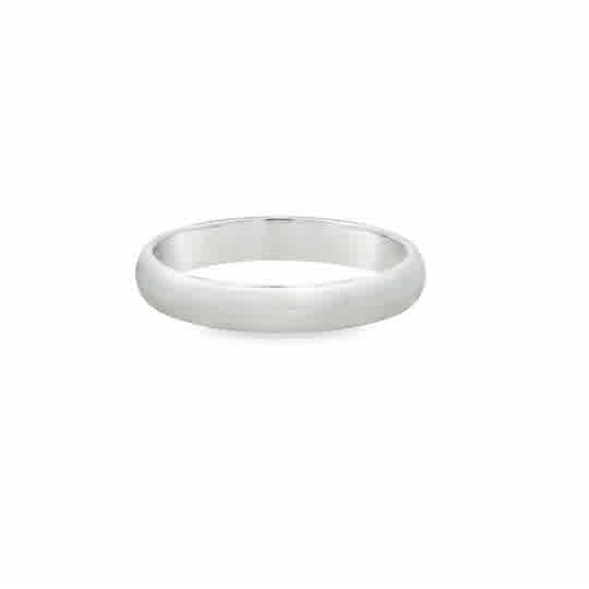 Lady's White 14 Karat 3Mm Half Round, Light Weight Wedding Band Size 6
