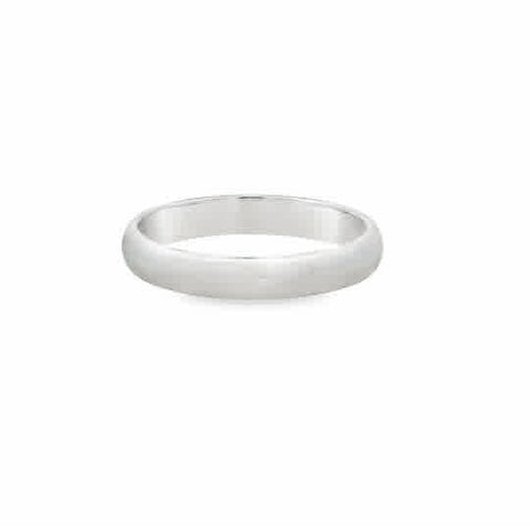 Lady's White 14 Karat 3Mm Half Round, Light Weight Wedding Band Size 6