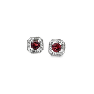 Cushion Halo Studs Earrings | 10k White