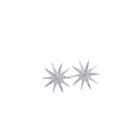 Starburst Stud Earrings | White Sterling