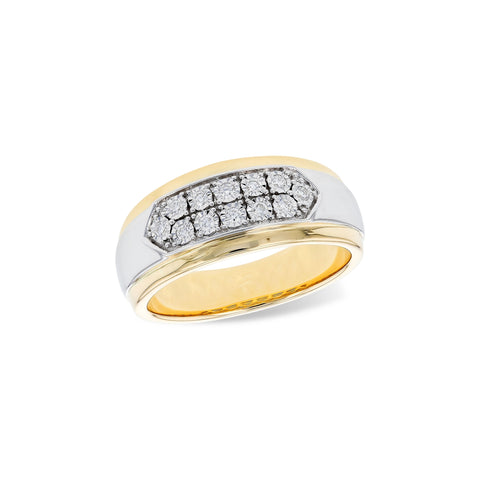 14 Karat Yellow and White Gold, Double Row with .16ctw Round Brilliant Cut Diamonds