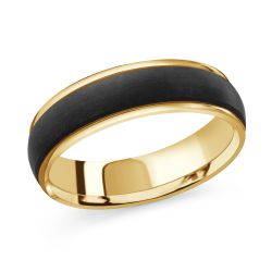Gent's Black/Yellow Carbon Fiber/14K Domed 6Mm Wedding Band Size 10