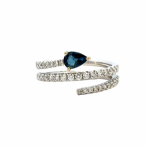 Wrap Style Fashion Ring | Platinum White/18k Yellow (0.55ct Pear)