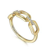 Lady's Yellow 14 Karat Link Chain Fashion Ring Size 6.5 With 0.04Tw Ro