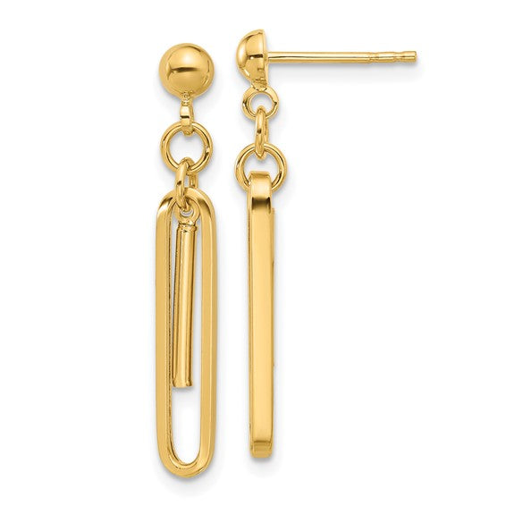 Paperclip Dangle Earrings | 14k Yellow