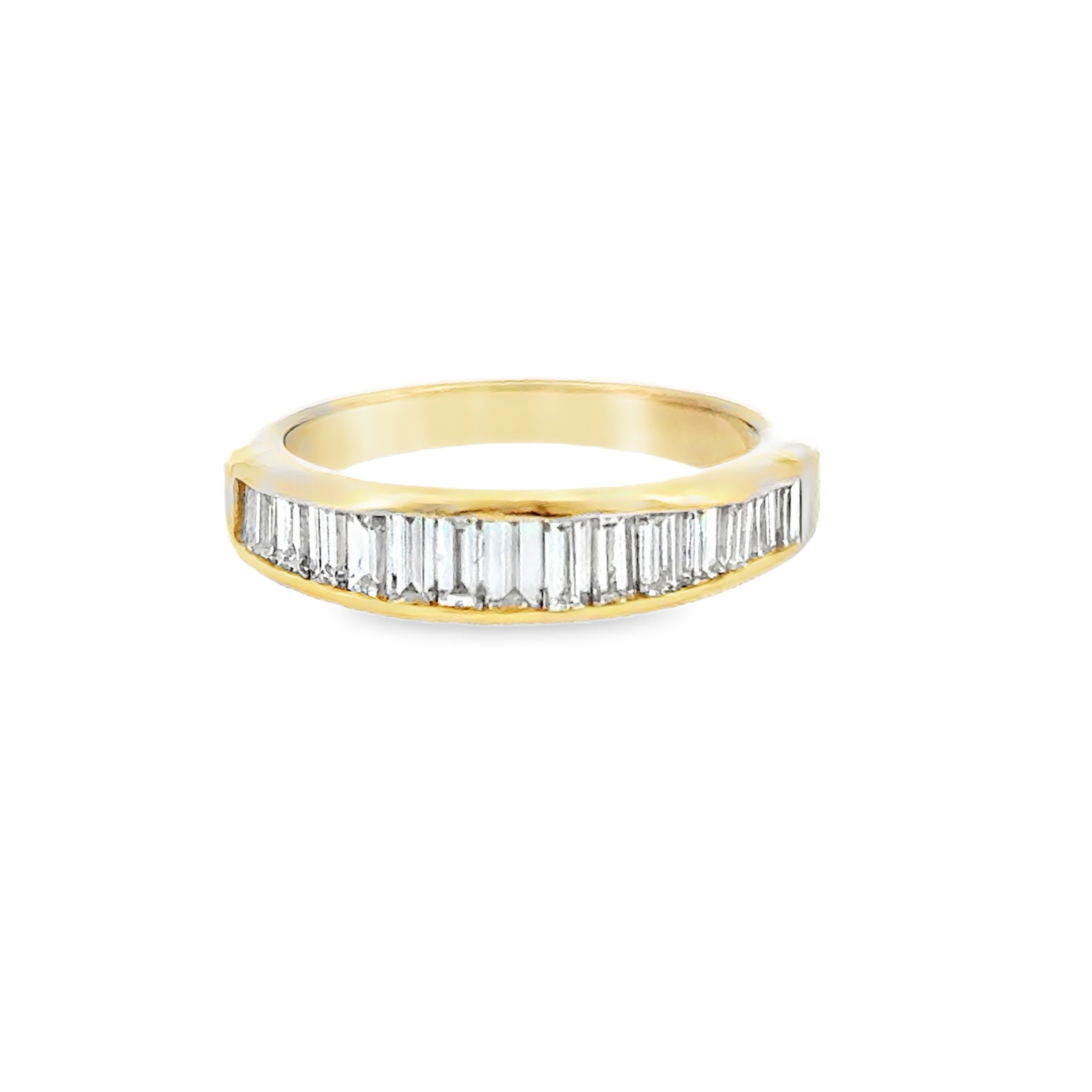 14 Karat Yellow Gold Channel Set Anniversary Ring with Baguette Cut Diamonds .50ctw