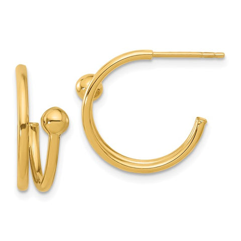 Double Row "J" Hoop Earrings | 14k Yellow