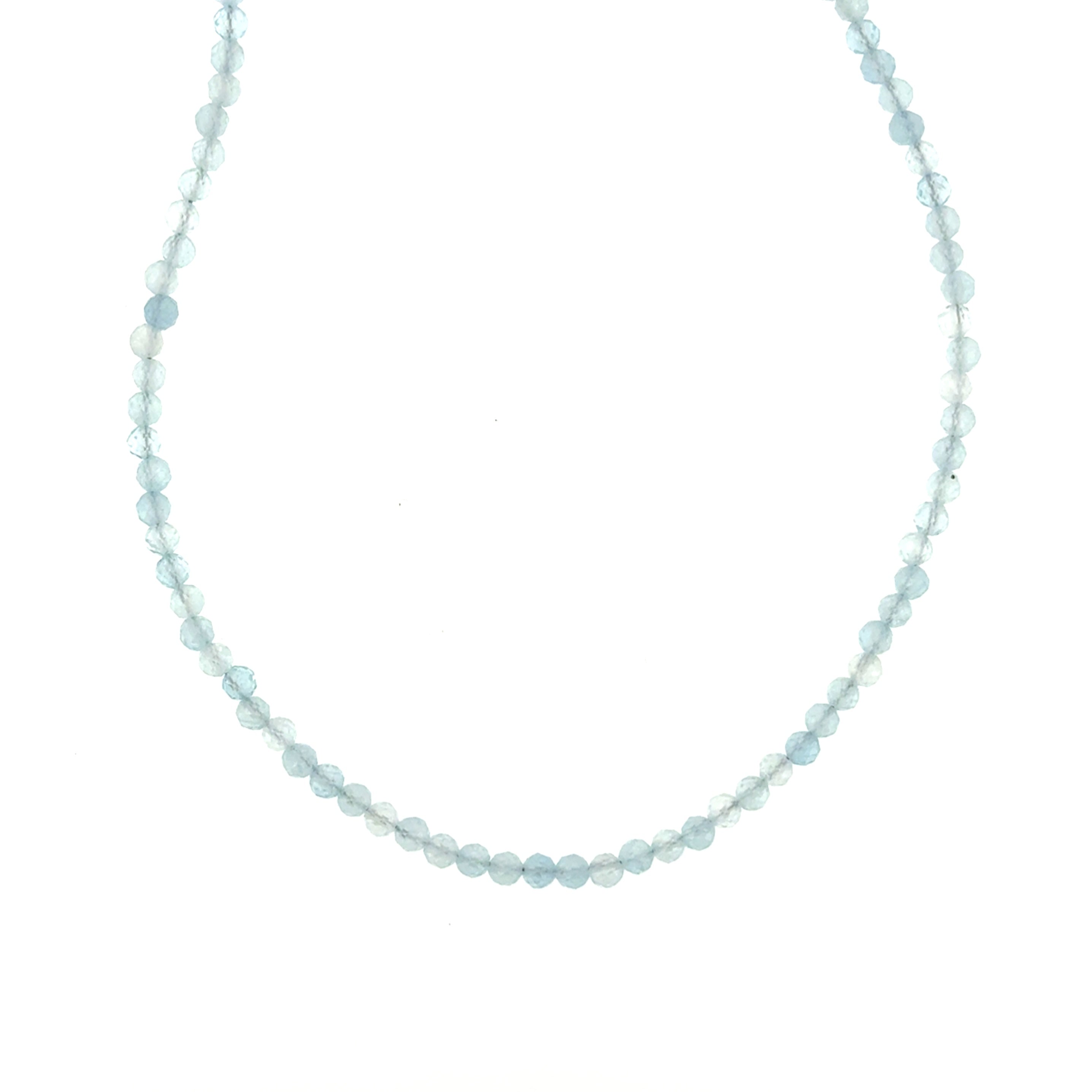 SS 3.25mm Faceted Aquamarine Beaded Necklace