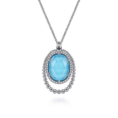 Double Oval Pendant | White Sterling