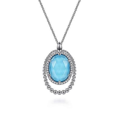 Double Oval Pendant | White Sterling