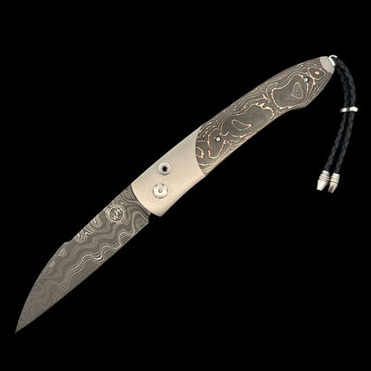 Automatic Opening Folding Knife | Titanium, Damascus, And Carbon Fiber