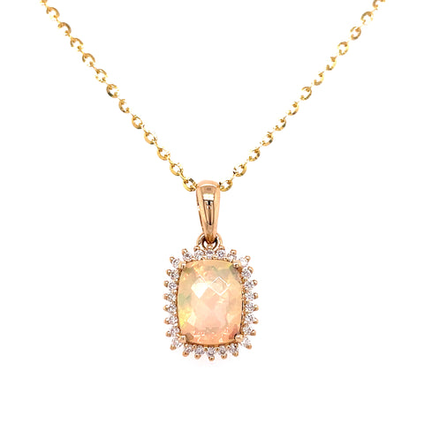 Halo Fashion Necklace | 14k Yellow (1.36ct Cushion)