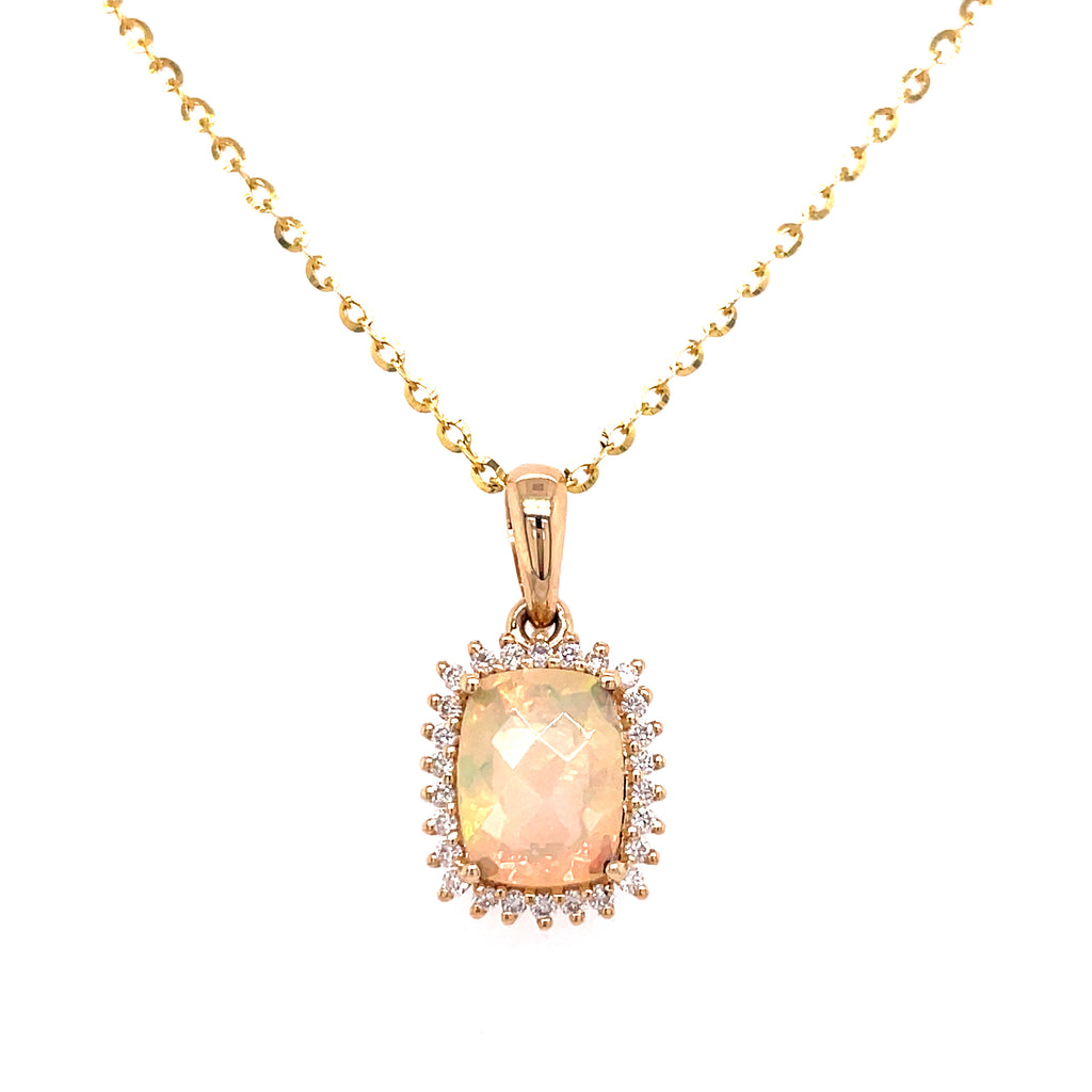 Halo Fashion Necklace | 14k Yellow (1.36ct Cushion)