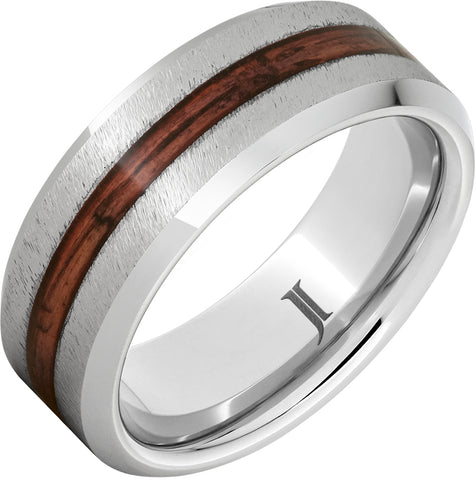 White Serenium 8Mm With 2Mm Cabernet Grain Wedding Band Size 11