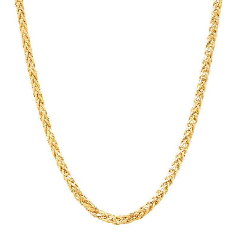 Yellow 14 Karat Diamond Cut 2.5Mm Hollow Spiga Chain Length 22
