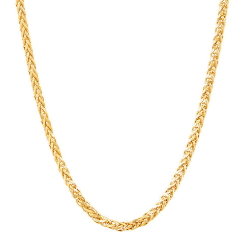 Yellow 14 Karat Diamond Cut 2.5Mm Hollow Spiga Chain Length 22