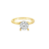 14 Karat Yellow Gold Solitaire with Round Cubic Zirconium And .09ctw Round Brilliant Cut Diamonds