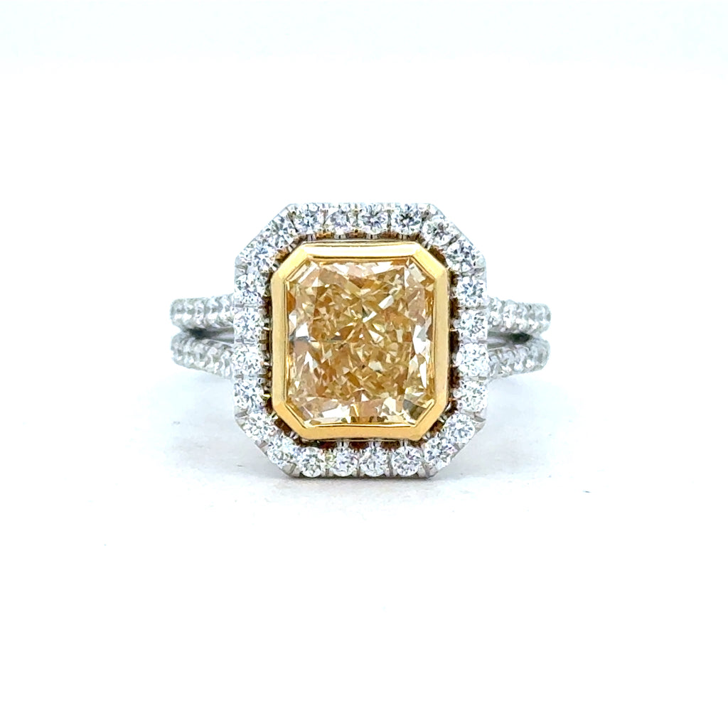 Halo With Split Shank Ring | 950 Plat/ 18k TT