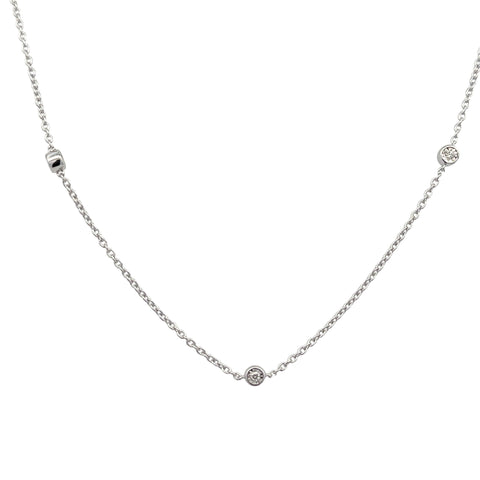 Bezel Station Necklace | 14k White