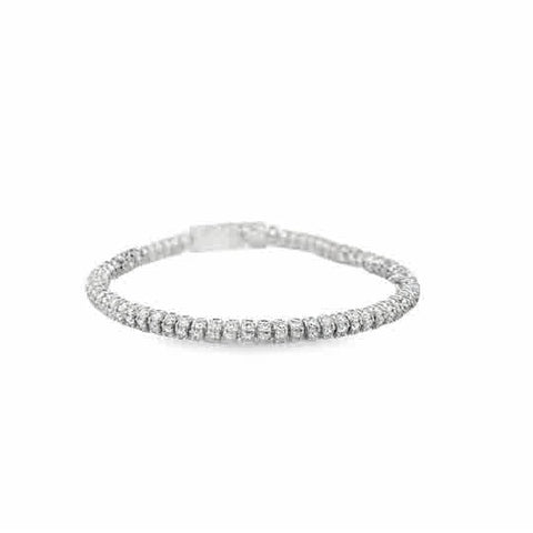 Lady's White 14 Karat Round, Linked Lab Created Bracelet 400 = 10.12tw