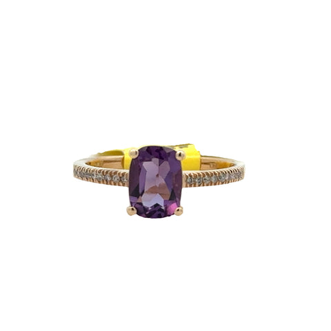 Amethyst Traditional Fashion Ring | 10k Yellow (1.04ct Cushion)