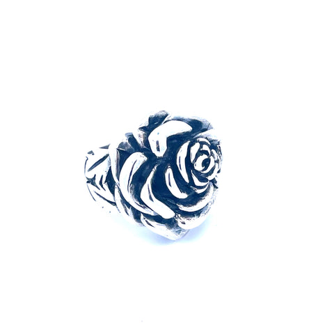 White Sterling Silver King Baby Rose Ring, Size 8 Ring