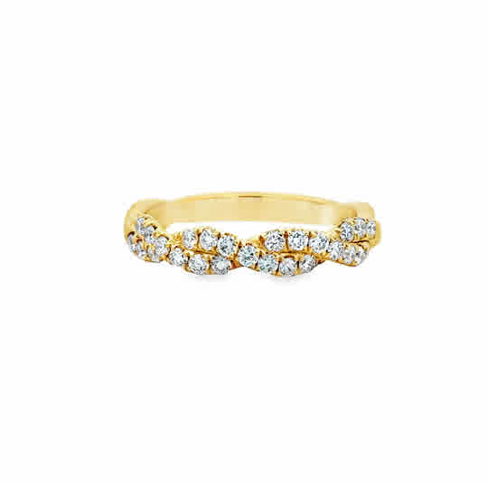 18 Karat Yellow Gold Twist Fashion Ring with .47ctw Round Brilliant Cut Diamonds