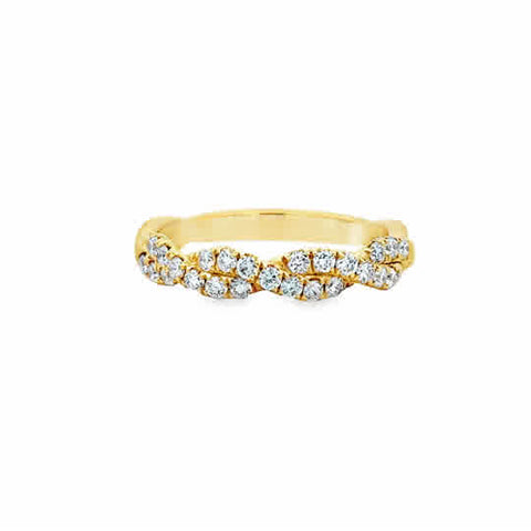 18 Karat Yellow Gold Twist Fashion Ring with .47ctw Round Brilliant Cut Diamonds