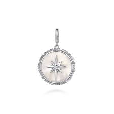 White Sterling Silver Bujukan Collection, Round Starburst Medallion Pe