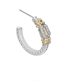 Lady's Yellow/White 14K/Ss Prong Set With Beaded Detail Vahan Earrings With 0.15Tw Round G/H Si1 Diamonds