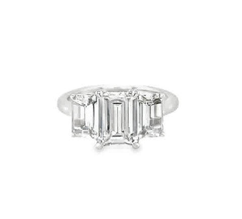 Three Stone Ring | 14k White (1.44ct Emerald)