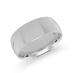 Gent's White Platinum Satin 8Mm Width With 1.8Mm Thickness Wedding Ban